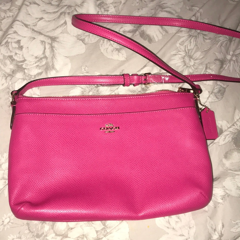 coach hot pink crossbody leather purse
